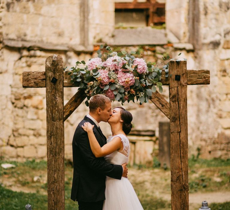 Bride & Groom at an Ruin Monastery Žiče Charterhouse in Slovenia