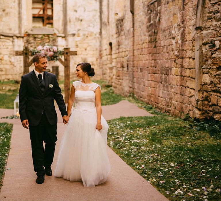 Bride & Groom at an Ruin Monastery Žiče Charterhouse in Slovenia