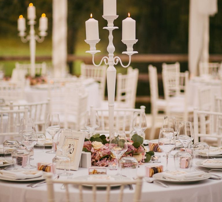 White Candelabra Table Centrepieces