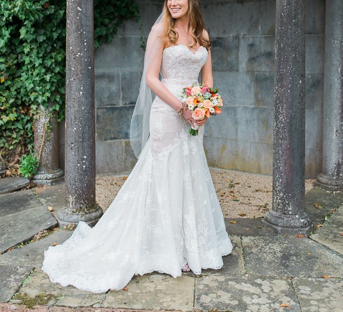 Bride in Lace Sweetheart Neckline Dress | Kathy Silke Photography