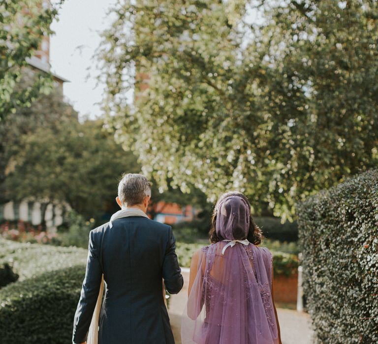 Bride In Lavender Sari & Groom In Reiss Suit