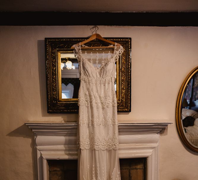 Claire Pettibone Wedding Dress | Lilac & Navy Rustic Wedding at Stone Barn, Cotswolds | Frankee Victoria Photography