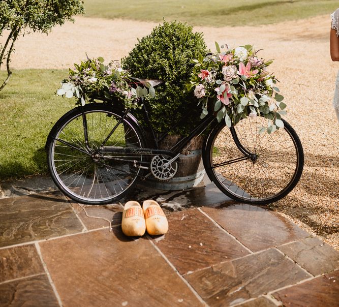 Bicycle Wedding Decor | Lilac & Navy Rustic Wedding at Stone Barn, Cotswolds | Frankee Victoria Photography