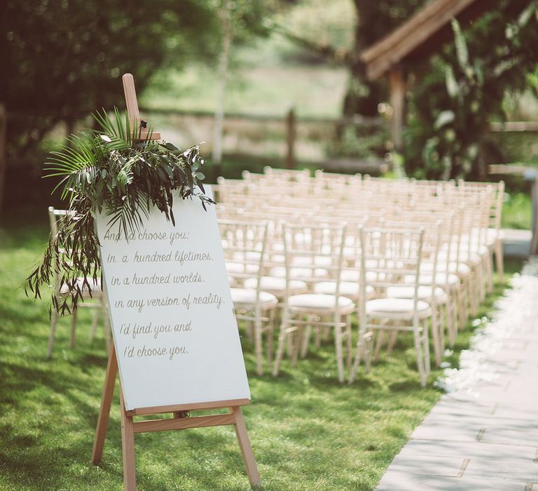 Wedding Sign | Botanical Outdoor Wedding at Millbridge Court | Lemonade Pictures