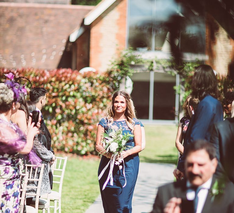 Bridesmaid in Navy ASOS Dress | Botanical Outdoor Wedding at Millbridge Court | Lemonade Pictures