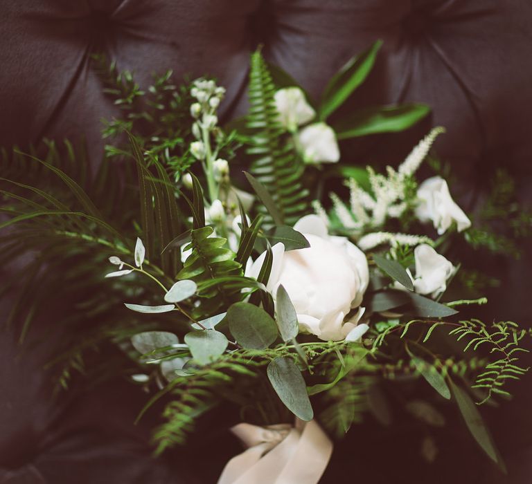 Foliage & White Flower Bouquet | | Botanical Outdoor Wedding at Millbridge Court | Lemonade Pictures