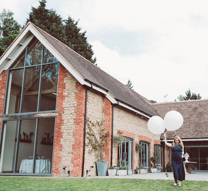 Bridesmaid in Navy ASOS Dress | Giant Balloon | Botanical Outdoor Wedding at Millbridge Court | Lemonade Pictures