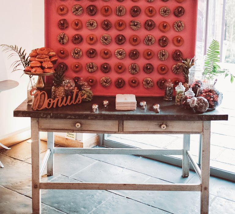 Donut Wall | Outdoor Wedding at Millbridge Court | Lemonade Pictures