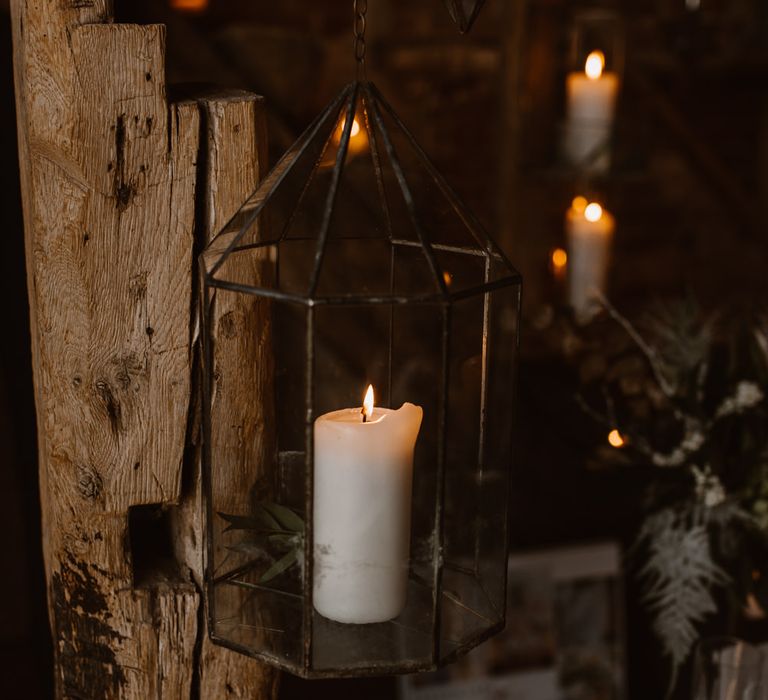 Candle Light Wedding Decor | Nocturn Wedding Inspiration at Godwick Great Barn Planned & Styled by The Little Lending Company | Agnes Black Photography | Film by The Wilde Bride