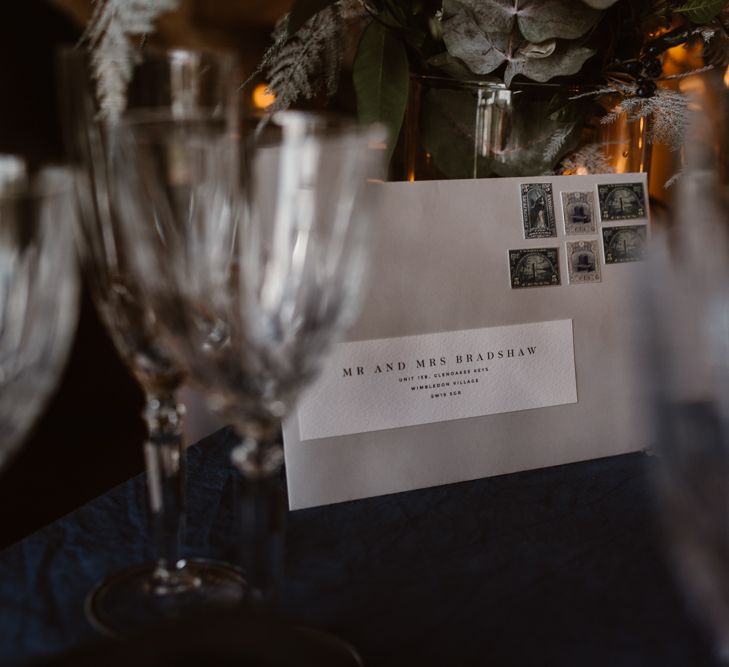 Papelle Wedding Stationery | Nocturn Wedding Inspiration at Godwick Great Barn Planned & Styled by The Little Lending Company | Agnes Black Photography | Film by The Wilde Bride