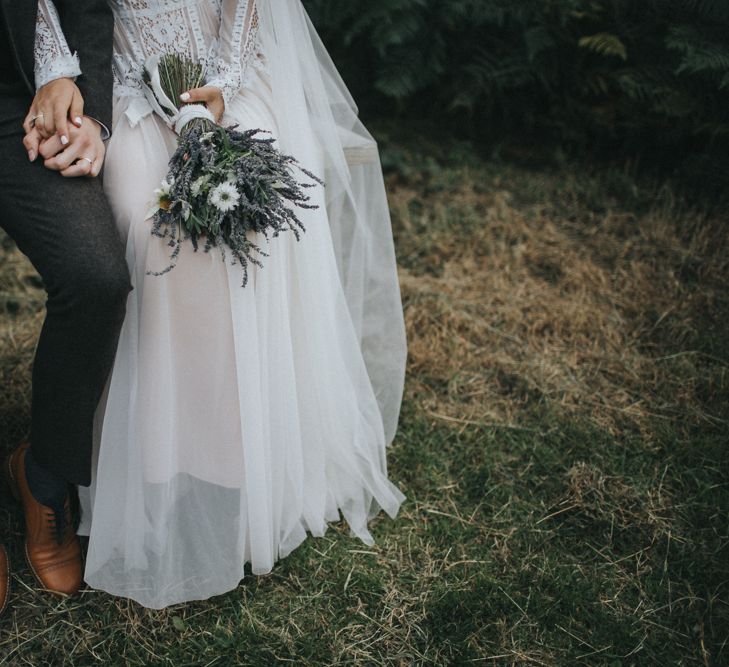 Bride in Katya Katya Shehurina Wedding Dress & Flower Crown