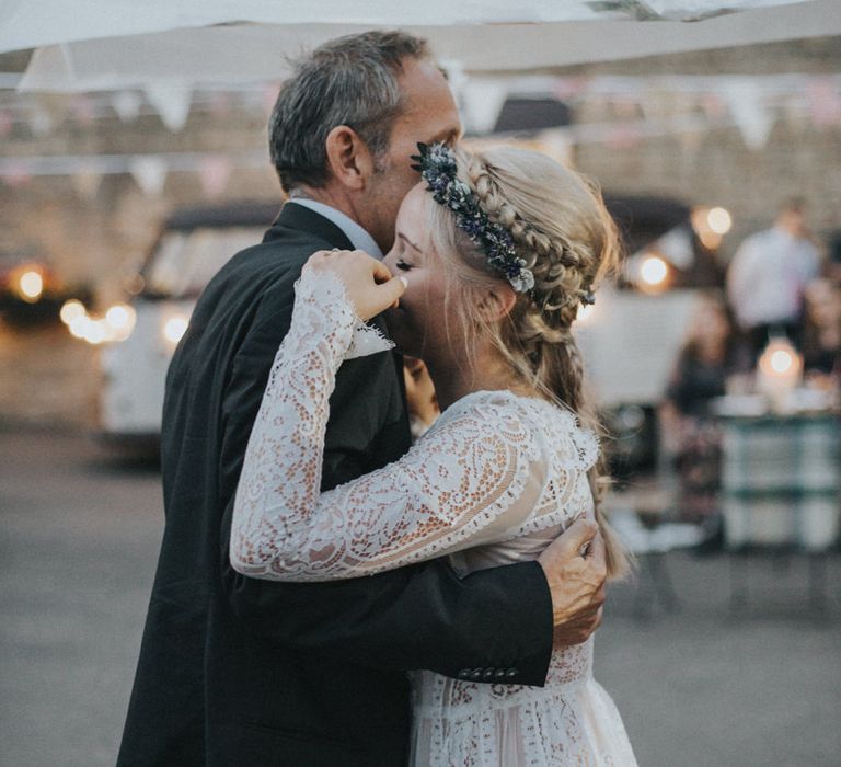 Bride in Katya Katya Shehurina Wedding Dress & Flower Crown