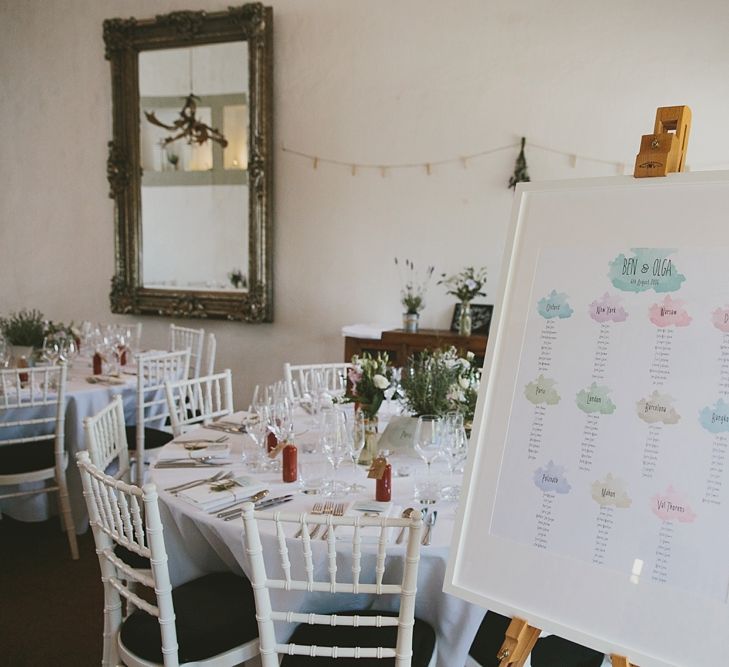 Pastel Watercolour Table Plan Wedding Stationery