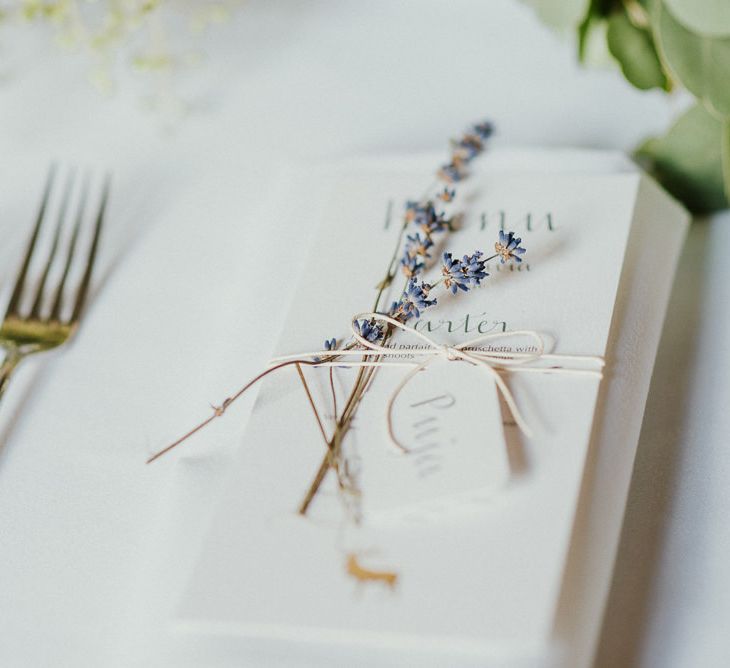 Simple Place Setting With Dried Lavender