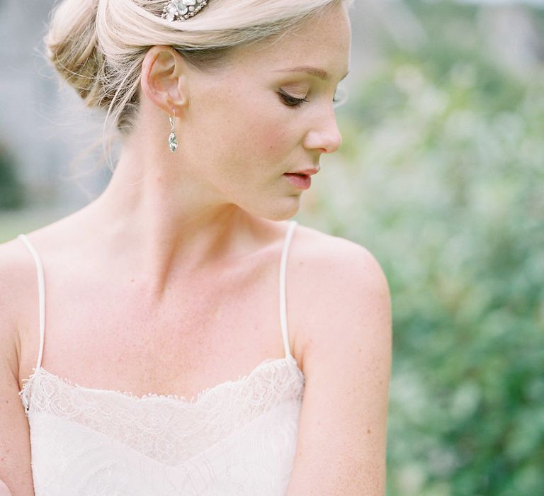 Bridal Hair, Make Up & Accessories by Victoria Fergusson | Naomi Neoh Bridal Gowns | Opulent Wedding Inspiration at Warmwell House in Dorset with Rich colour Palette Planned by Kelly Chandler | Imogen Xiana Photography | Gorgeous Films