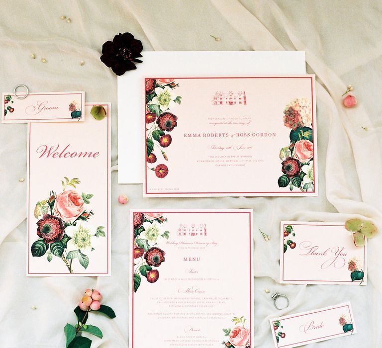 Emily & Jo Wedding Stationery | Opulent Wedding Inspiration at Warmwell House in Dorset with Rich colour Palette Planned by Kelly Chandler | Imogen Xiana Photography | Gorgeous Films