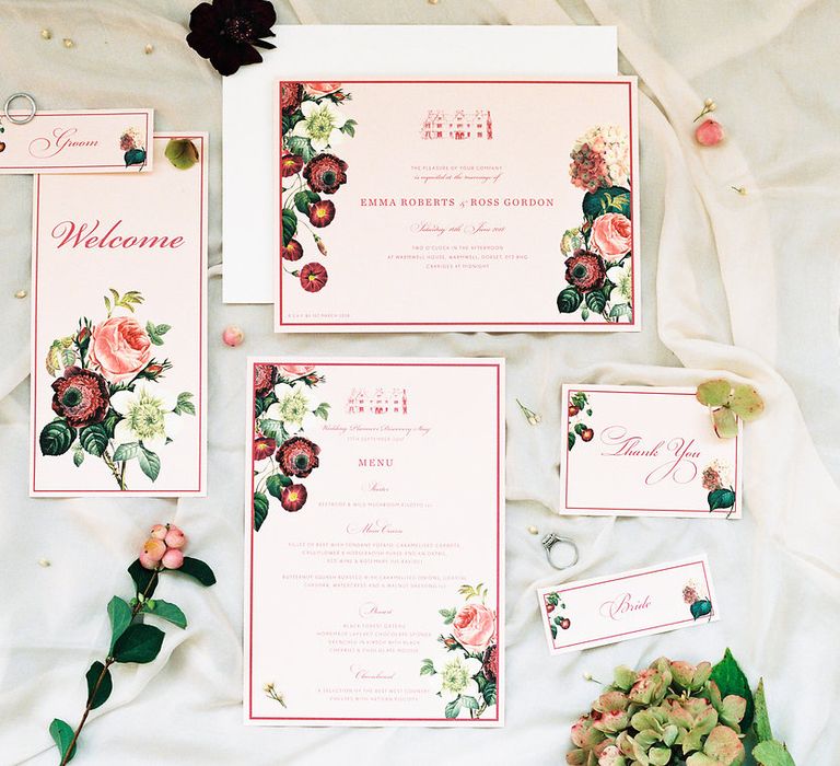 Emily & Jo Wedding Stationery | Opulent Wedding Inspiration at Warmwell House in Dorset with Rich colour Palette Planned by Kelly Chandler | Imogen Xiana Photography | Gorgeous Films