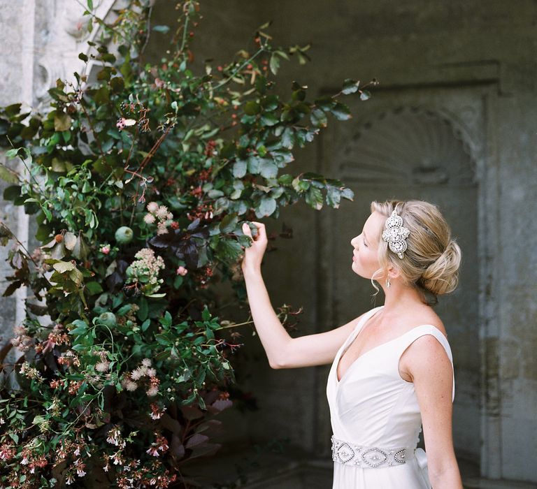 Bridal Hair, Make Up & Accessories by Victoria Fergusson | Naomi Neoh Bridal Gowns | Opulent Wedding Inspiration at Warmwell House in Dorset with Rich colour Palette Planned by Kelly Chandler | Imogen Xiana Photography | Gorgeous Films