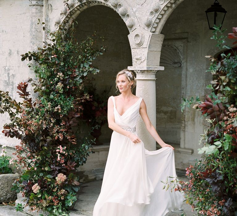 Bridal Hair, Make Up & Accessories by Victoria Fergusson | Naomi Neoh Bridal Gowns | Opulent Wedding Inspiration at Warmwell House in Dorset with Rich colour Palette Planned by Kelly Chandler | Imogen Xiana Photography | Gorgeous Films