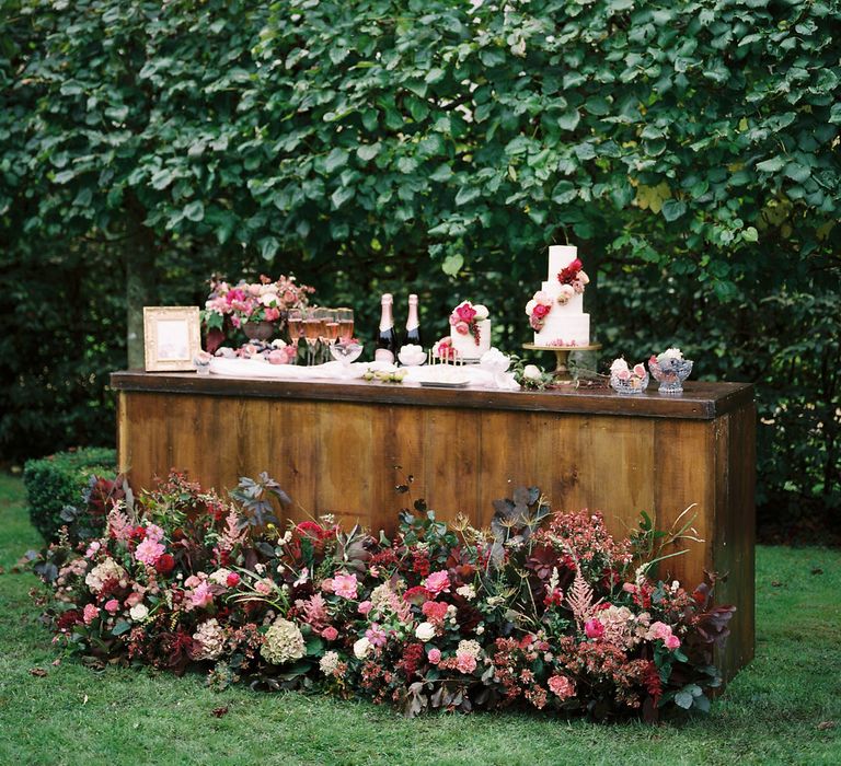 Drink & Cake Station | Opulent Wedding Inspiration at Warmwell House in Dorset with Rich colour Palette Planned by Kelly Chandler | Imogen Xiana Photography | Gorgeous Films