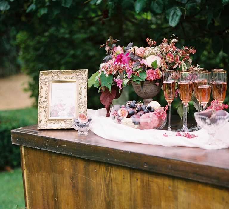 Drink & Cake Station | Opulent Wedding Inspiration at Warmwell House in Dorset with Rich colour Palette Planned by Kelly Chandler | Imogen Xiana Photography | Gorgeous Films