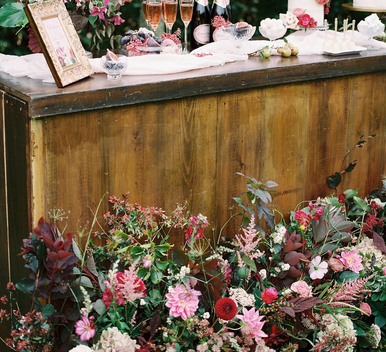 Drink & Cake Station | Opulent Wedding Inspiration at Warmwell House in Dorset with Rich colour Palette Planned by Kelly Chandler | Imogen Xiana Photography | Gorgeous Films