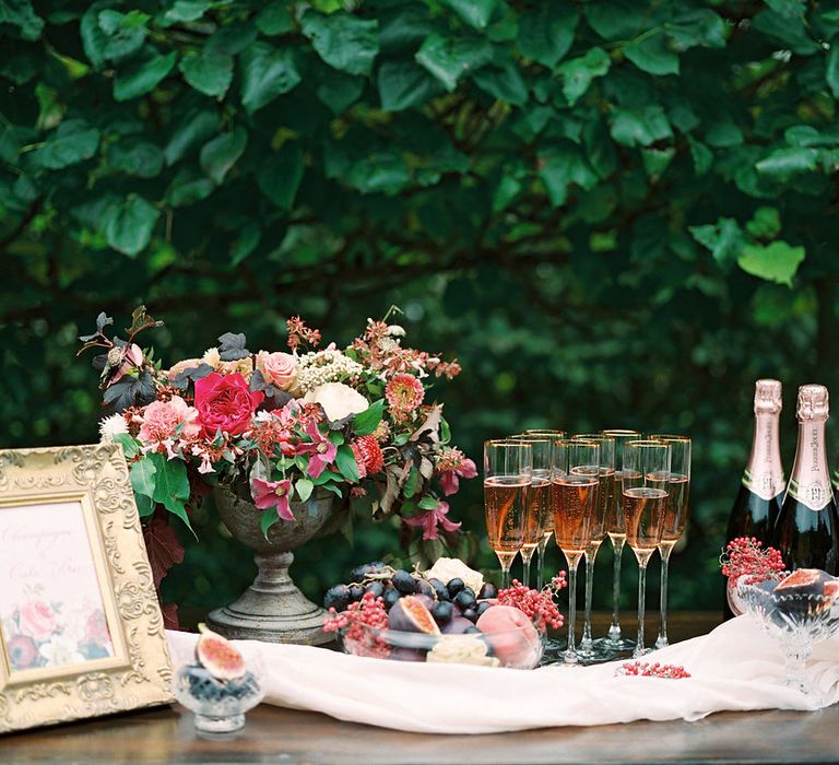 Drink & Cake Station | Opulent Wedding Inspiration at Warmwell House in Dorset with Rich colour Palette Planned by Kelly Chandler | Imogen Xiana Photography | Gorgeous Films