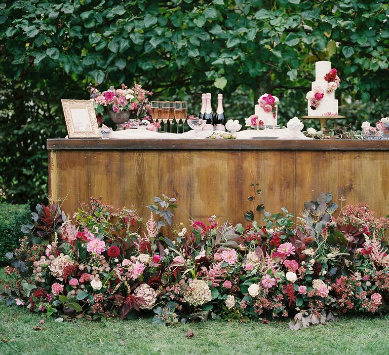 Drink & Cake Station | Opulent Wedding Inspiration at Warmwell House in Dorset with Rich colour Palette Planned by Kelly Chandler | Imogen Xiana Photography | Gorgeous Films