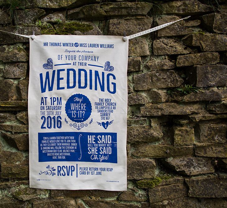 Blue Original Wedding Tea Towels