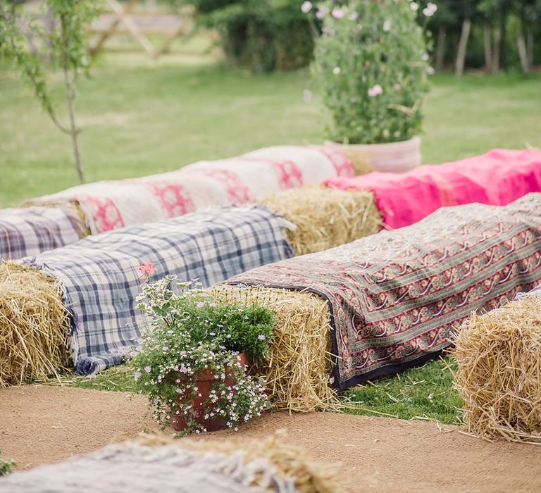 Hay Bale Seating Area For Guests