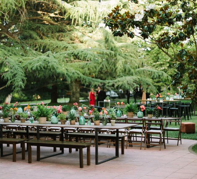 Outdoor Trestle Table Reception