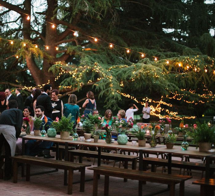 Festoon Lights Outdoor Wedding Reception