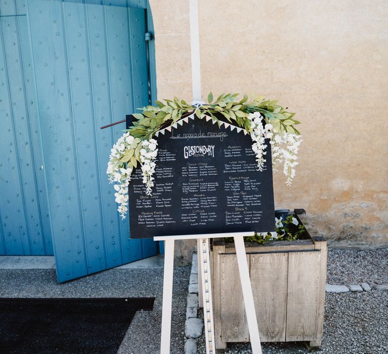 Rustic Chalkboard Table Plan With Wisteria