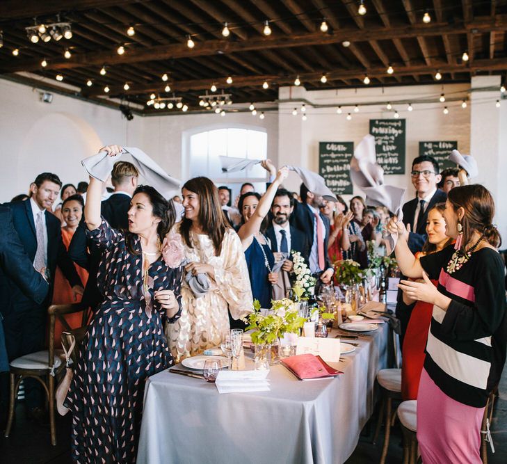 Trinity Buoy Wharf Wedding With Bride In Otaduy And Planning By Liz Linkleter Events Flowers By Grace And Thorn Images From My Beautiful Bride Photography