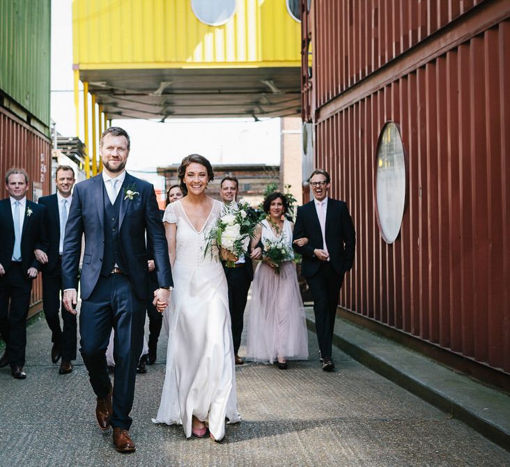 Trinity Buoy Wharf Wedding With Bride In Otaduy And Planning By Liz Linkleter Events Flowers By Grace And Thorn Images From My Beautiful Bride Photography