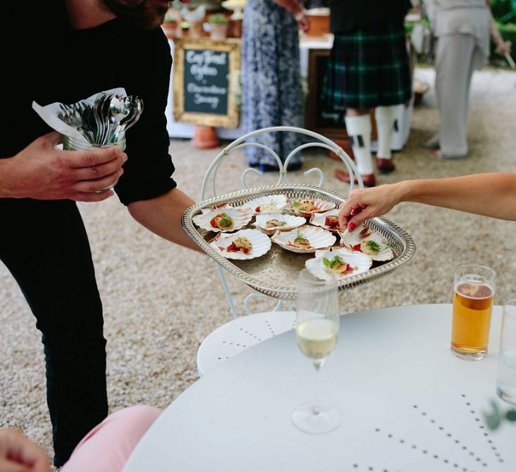 Wedding Canapes | Outdoor Wedding at Chateau Rigaud in France | Real Simple Photography | Yellow Gazelle Film