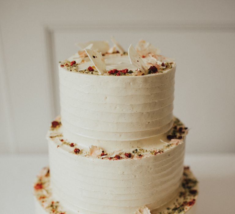 Simple White Buttercream Wedding Cake