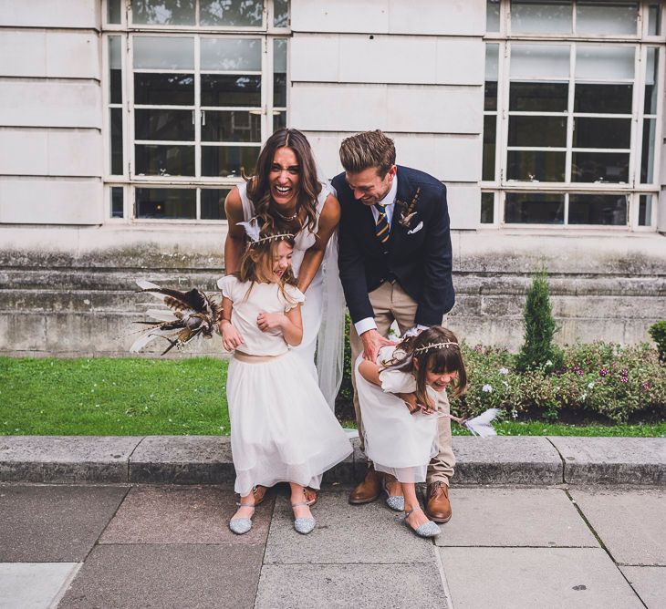 Bride & Groom with Flower Girls