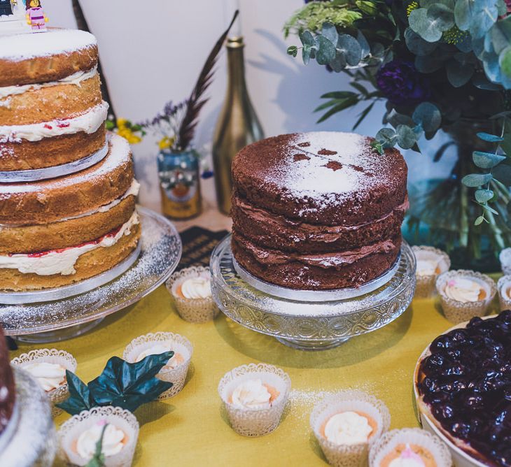 Homemade Chocolate Sponge Wedding Cake Table