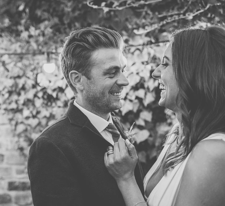 Bride in Ghost Gown & Groom in Massimo Dutti Suit