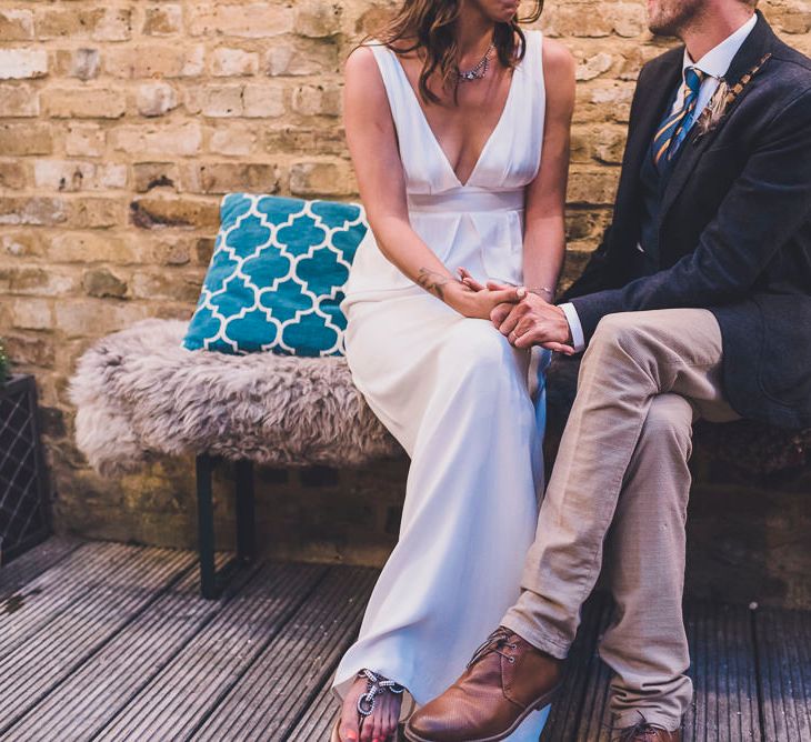 Bride in Ghost Gown & Groom in Massimo Dutti Suit