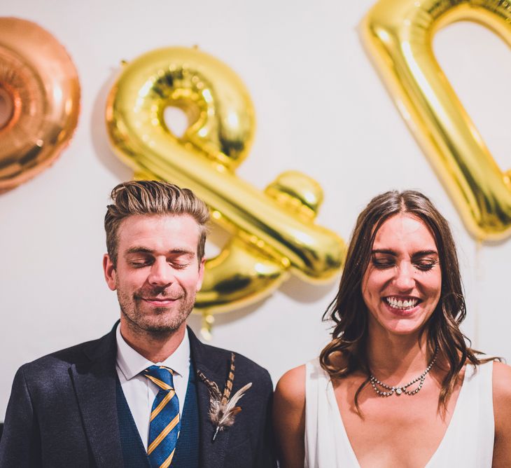 Bride in Ghost Gown & Groom in Massimo Dutti Suit