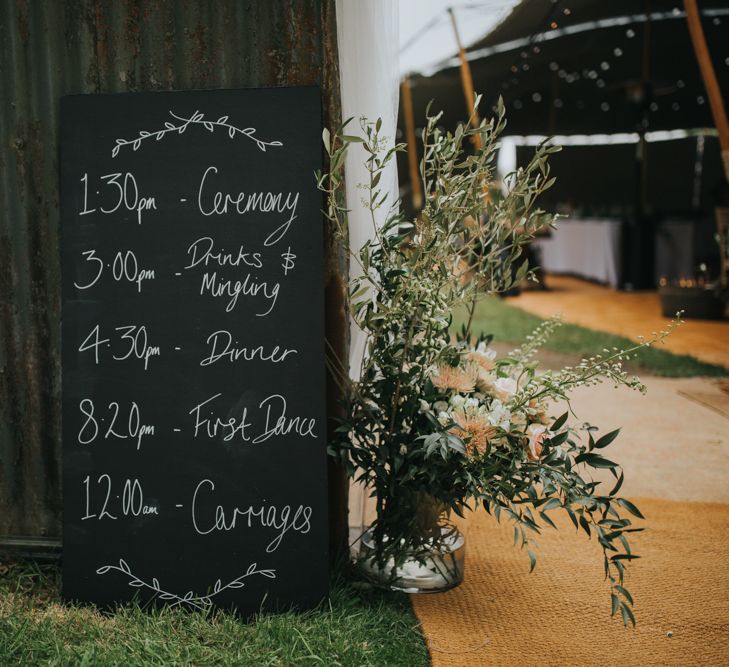 Chalkboard Order of The Day Wedding Sign | 2 Day Festival Theme Wedding | Colin Ross Photography