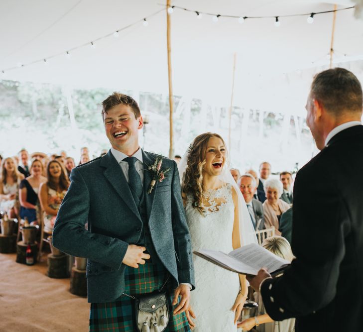 Wedding Ceremony | Bride in St Patrick Gown | Groom in Tartan Kilt | 2 Day Festival Theme Wedding | Colin Ross Photography