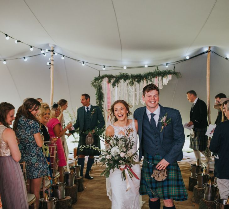 Wedding Ceremony | Bride in St Patrick Gown | Groom in Tartan Kilt | 2 Day Festival Theme Wedding | Colin Ross Photography