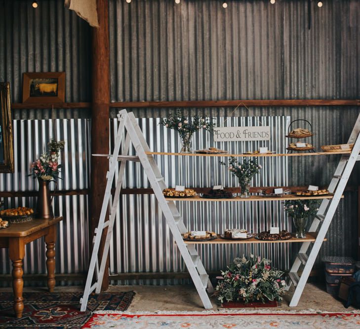 Food on Vintage Step Ladders | 2 Day Festival Theme Wedding | Colin Ross Photography