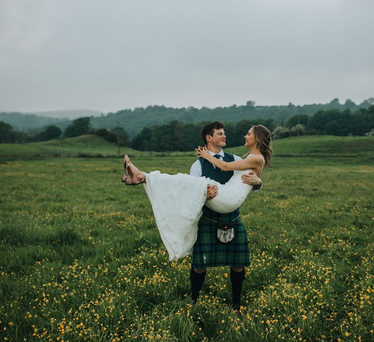 Bride in St Patrick Bridal Gown | Groom in Tartan Kilt | 2 Day Festival Theme Wedding | Colin Ross Photography