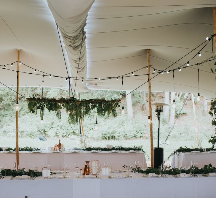 Festoon Lights & Hanging Greenery Installation | 2 Day Festival Theme Wedding | Colin Ross Photography