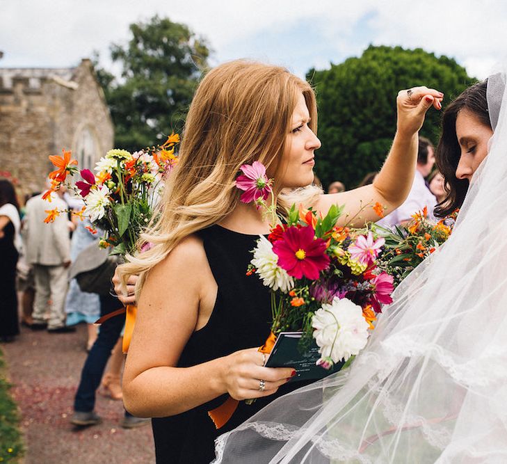 Bridesmaids In Black Dresses