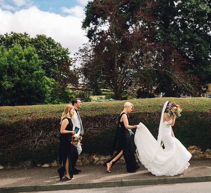 Bridesmaids In Black Dresses